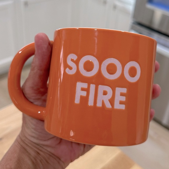 New! Room Essentials SOOO FIRE 16oz Stoneware Mug Orange & White - Picture 3 of 8